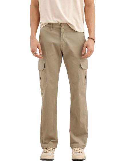 Image of WROGN Men's 100% Cotton Trousers | Solid | Straight Fit