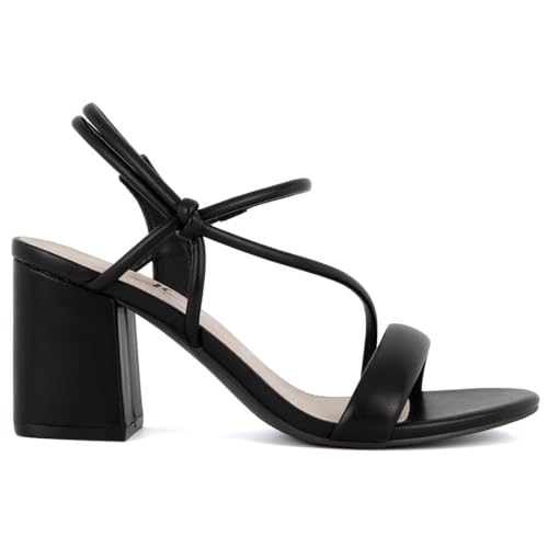 Sugar Women's Strappy Dress Sandals – Slip-On Block Heel Heels for Women, Open Toe Evening Party Shoes with Sparkly or Smooth Finish2