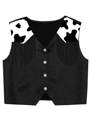 Moily Kids Girls Faux Suede Tassel Waistcoat Cowgirls Fringe Vest Hippie Cardigan Mini Jacket