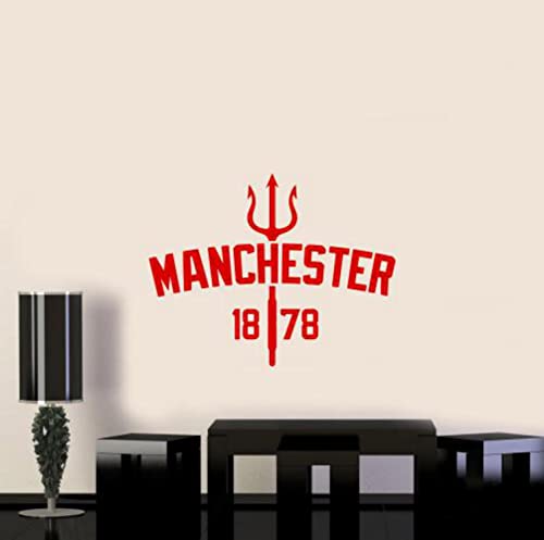 Manchester Wall Decal Vinyl Sticker 1878 Red Devils Wall Decor United Football Club Sign Soccer Decals Window Door Peel And Stick Mufc Wall Art Stencil Decor Mural Removable Poster 1355 #TOP1