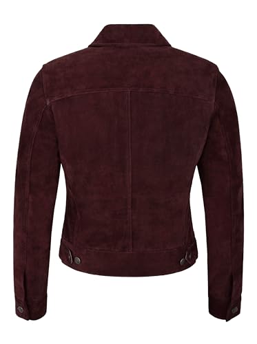 Women's Trucker Real Leather Jacket 100% Suede Casual Fashion Shirt Jacket 16804