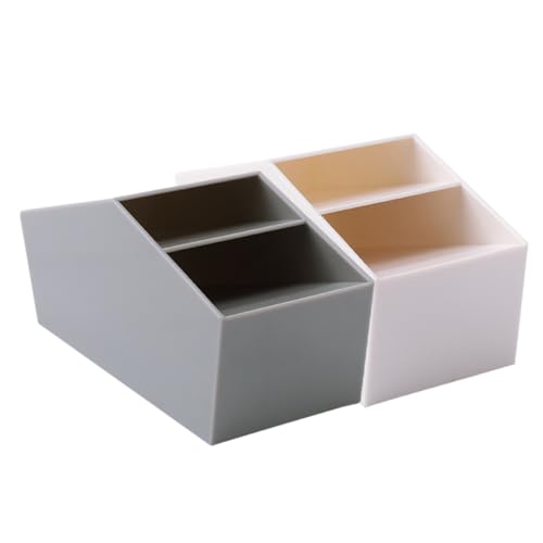 SOPOTUTU 2個 便利なペンホルダー 多機能ペン収納ボックス シンプルデザイン 卓上収納 文房具やメイク道具対応 学校やオフィス用 グレー ホワ