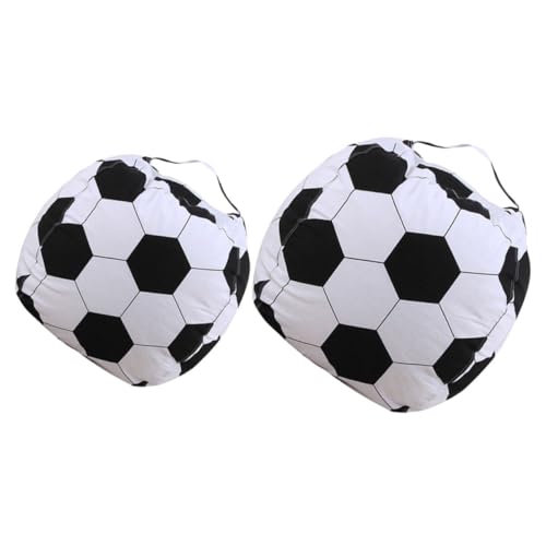 Kisangel Plush Storage Bag Set 2pcs Soccer Ball Shape Bean Bag Toy Organizer Kids Room Decor Multi-purpose