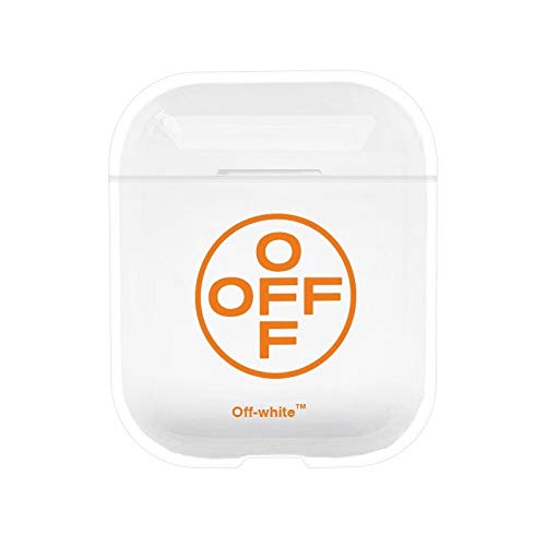 Haiyin Transparent Off White Case Compatible for AirPods Case 2 & 1 Premium Hard Plastic Protective Cover (Off White Orange)