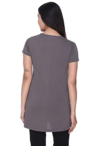 Image of Plush Women's Long Printed Cotton Round Neck Half Sleeve T-Shirt /Tshirts (DPL-PT-001)