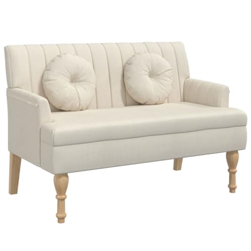 vidaXL Banc avec Coussins, Banquette avec Accoudoirs, Siège de Salon, Meuble de Salle de Séjour Chambre à Coucher Entrée Maison Intérieur, Lin