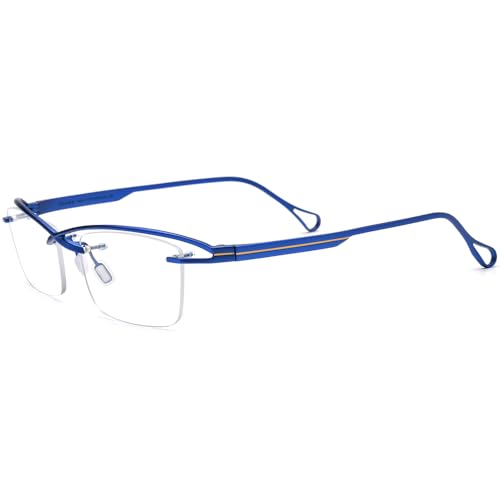 Image of FONEX Pure Titanium Glasses Frame Men Semi Rimless Square Eyeglasses Eyewear DTX416