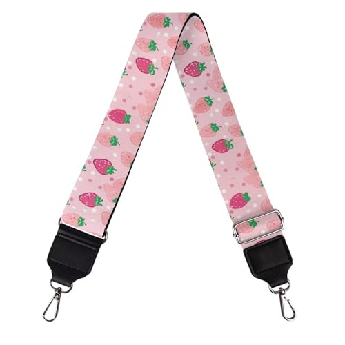 Image of Strawberry Wide Bag Straps Replacement Crossbody Polka Dot Guitar Straps for Handbags /Purses /Messenger /Duffel Bags Backpack Straps Replacement Adjustable Length from 30 inch to 50.3 inch