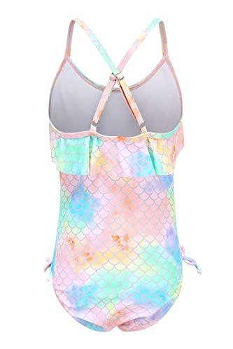 Image of Girls One Piece Swimsuits Ruffle Bathing Suit Kids Hawaiian Floral Swimwear 3-16 Years