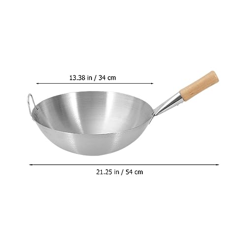 Wok Tradicional de Acero Inoxidable con Mango de Madera miniatura 3