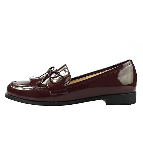 Image of LEMUTISME Women Tassel Bow Penny Loafers Slip On Low Flat Heel Dress Shoes