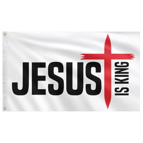 Jesus is King Flag 3x5 feet - Christian Cross Banner