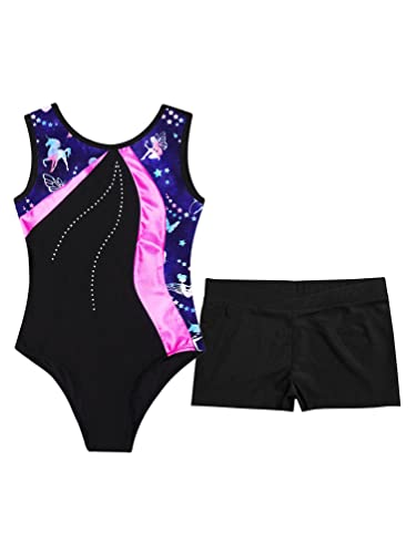 Kids Girls Gymnastics Dance Leotard with Boyshorts Set Biketards Athletic Ballet Unitard Tracksuits3
