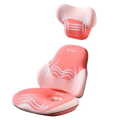 Image of FLORICH Seat Cushion and Lumbar Support Pillow for Office Chair Car Neck Headrest Pillow Memory Foam Seat Pads Pressure Relief Back Cushion and Carseat Pads(Pink)