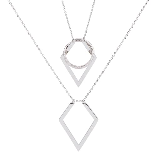 Hobbspring Collares portaanillos - Colgante en rombo - Collar de alianzas - Cadena de extensión para mujer - Regalo para enfermera, 40 cm, Acero inoxidable