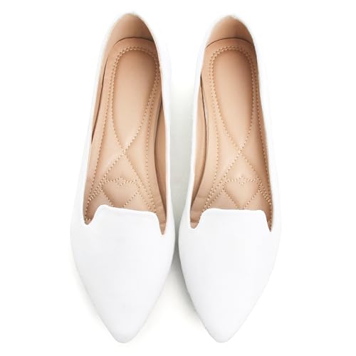 Image of Dear Time Women's Pointed Toe Ballet Flats Simple Casual Office Work Flats Slip-on Comfortable Shoes