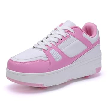 ENEN Scarpe con Rotelle Bambina, Outdoor Sportive da Skateboard, 4 Ruote Sneakers Multisport da Ginnastica da Pattini per Ragazze e Ragazzi