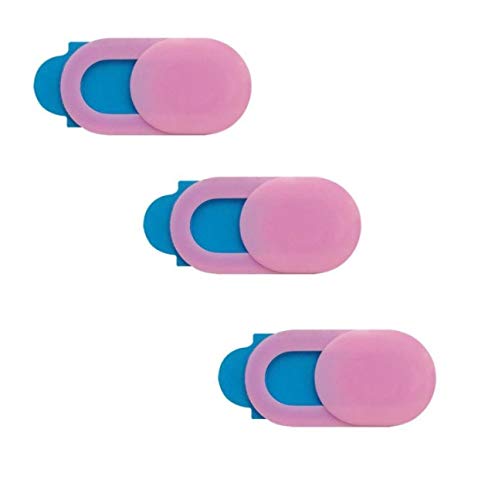 JustJack Pro (3 Pack) Stickon Webcam Privacy Cover Slider Protector Hider for Laptop, Ipad, Tablet, Phone, Desktop, Iphone Ultra Thin Light (Pink) Security Web Camera Shutter Accessories