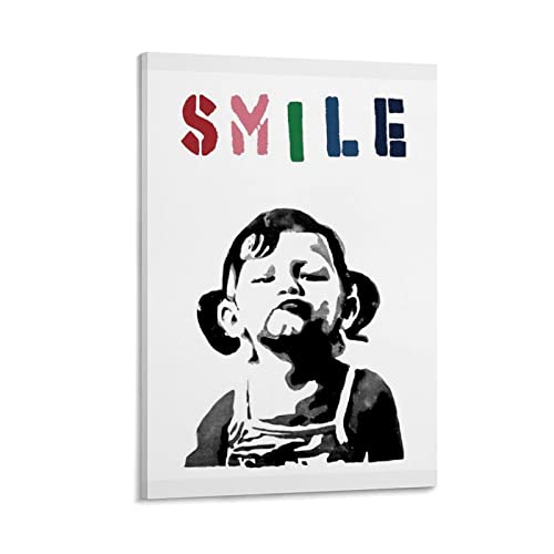 Toile Banksy Smile Girl affiche d'art moderne pour exprimer votre personnalité