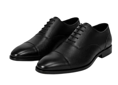 Men's Laced Formal Oxford Shoes Cap Toe Dress Shoes with Perforated Texture Design Pure Leather Office Business Wedding Party Footwear Cushioned Insole Handmade Sole-image-9