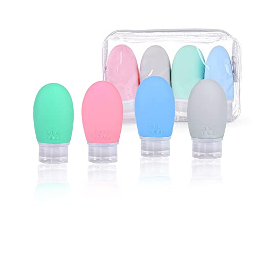 RoseFlower Silikon Reiseflaschen - 4PCS/60ML Nordic Style Reisebehälter - Nachfüllbarer Flüssigkeitsbehälter für Toilettenartikel, Shampoo, Lotion, Hautpflegecreme - Kein Leck #7 Cover
