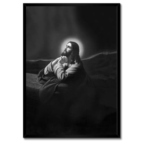 La prière de Jésus à Gethsémani poster encadré blanc 50x70 cm