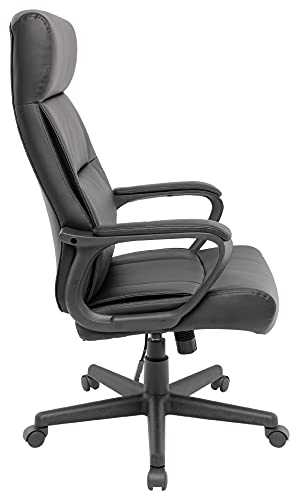 Image of STAPLES Rutherford Ergonomic Manager & Executive Office Chair, High Back Swivel, Adjustable Height, Luxura Faux Leather, Black