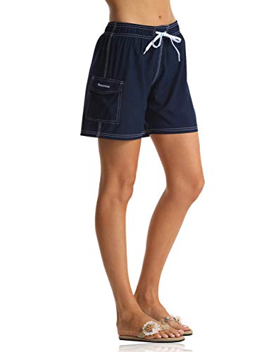 Rocorose Women's Beach Shorts Light Weight Water Sports Drawstring Surfing Shorts Navy 3XL