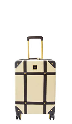 House Of Leather Maletas de viaje retro con 8 ruedas, diseño de Londres, crema, SMALL: 55 x 35 x 22cm, 3kg, Equipaje rígido con ruedas giratorias House Of Leather Maletas de viaje retro con 8 ruedas, diseño de Londres, crema, SMALL: 55 x 35 x 22cm, 3kg, Equipaje rígido con ruedas giratorias