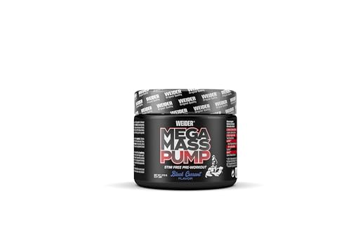 Weider - Mega Mass Pump - Hochdosierter Pump-Booster ohne Koffein - Pre-Workout Shake, mit Citrullin und Arginin - Aminosäuren Komplex - 270g - Black Currant