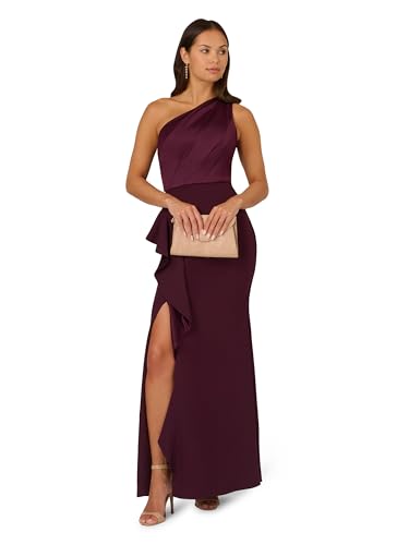 Adrianna Papell Women's One Shoulder Satin Crepe Gown4