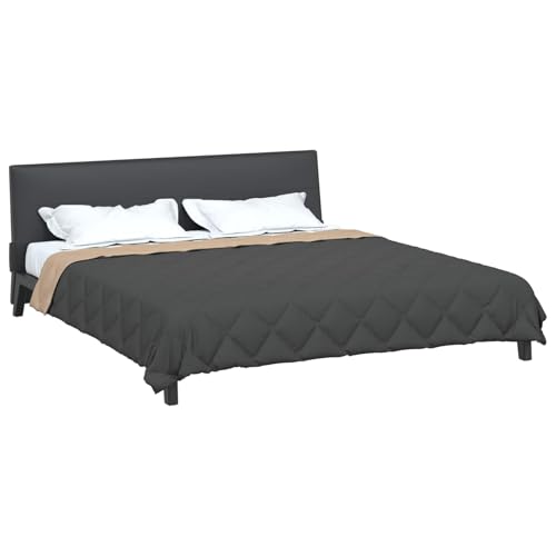 vidaXL Duvet Complet Toute l'année Anthracite et Taupe 220 x 240 cm, Couette Moderne Rectangulaire, Couverture Quilted Extra Douce, Confort Toute l'Année, Microfibre, Entretien Facile