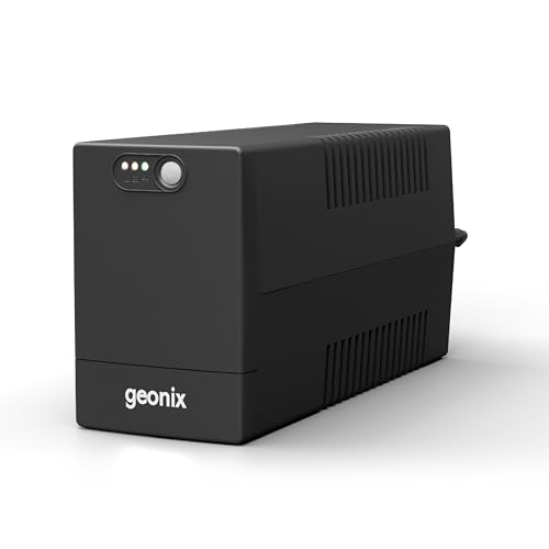Image of Geonix UPS 1000VA / 600W - BIS Approved Uninterruptible Power Supply for Desktop PCs | Automatic Voltage Regulator, Auto Restart, Cold Start Function - Black