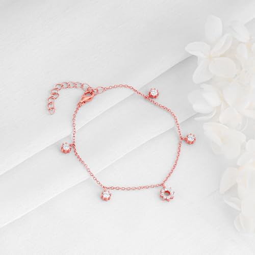 GIVA 925 Silver Anushka Sharma Rose Gold Flower Charm Bracelet, Adjustable | Gifts for Women and Girls | With Certificate of Authenticity and 925... - Image 4