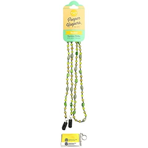 Peeper Keepers Eyeglass Retainer, Sunglass Chain Glass Beads, Green Marble, 1pk | w/Microfiber Cloth, Screwdriver Cover