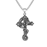 Collar para hombre, diseño retro de calavera oscura, dragón y cruz, collar con colgante de cadena para hombre y mujer