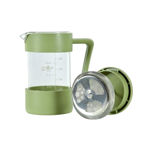 Image of THE BEAN CO French Press Coffee Maker 600 ml | Heat Resistant Borosilicate Glass | 4 Level Filteration (Green)