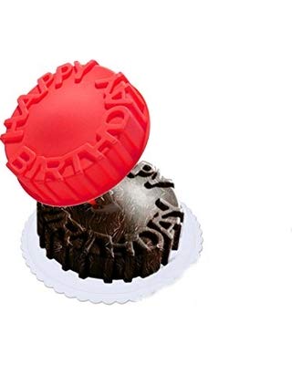 Swabs® Silicone Cake Mold Big Round Shape Cake molds Happy Birthday Letter Mould for Cakes Baking Tools Cake pan Microwave Oven (Multi Color) 1