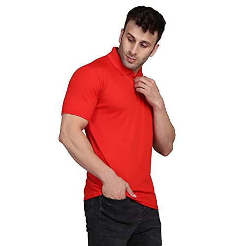Image of INKKR Men's Combo Polo Neck Polycotton Solid T-Shirt (Pack of 2) Red-Sky