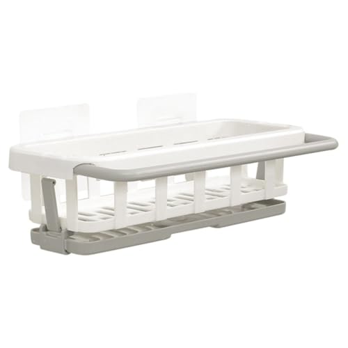 JEWEDECO Organizador de Cocina para Fregadero Soporte para Esponjas y Escurridor Rápido sin Perforaciones en Abs Blanco Adecuado para Cocina y Baño