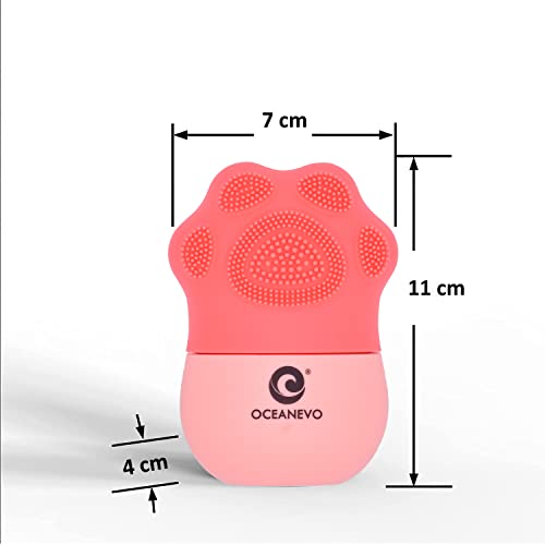 Image of OCEANEVO Silicone Facial Ice Roller , Ice Roller for Face With Bristles, Ice Cube Roller Massager for Face and Eye Puffiness Relief - 11 cm x 7 cm - Pink