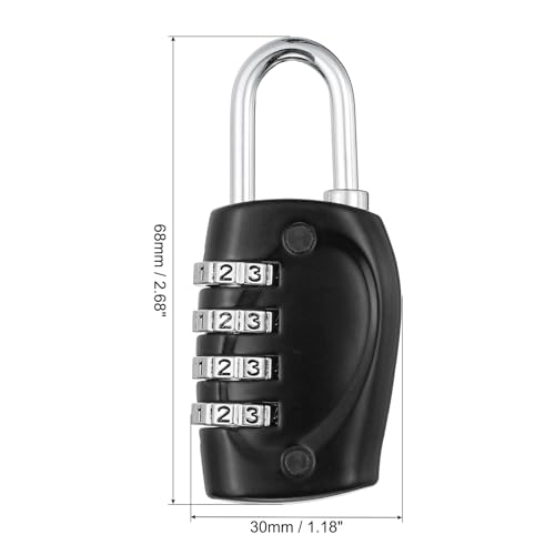 Image of PATIKIL Combination Lock, 4 Digit Outdoor Padlock Waterproof Locker Lock for Luggage Suitcase, Gym Locker, Fence, Filing Cabinets, Toolbox, Gate, Black