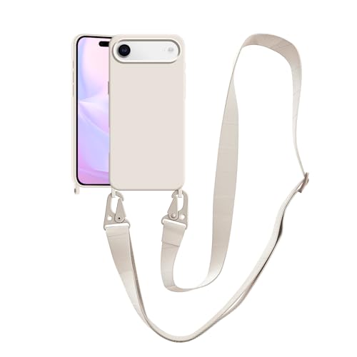 VooDirop Compatible with iPhone Air Case with Lanyard Crossbody iPhone Case with Strap Adjustable Shockproof Drop Protection Silicone Phone Cover for iPhone Air 6.5 inch Stone