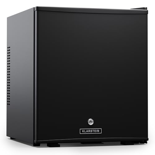 Nevera Klarstein Mini Nevera - 44L, con puerta de cristal, para bebidas y aperitivos, pequeña y silenciosa, estantes regulables, cerradura, bisagra de puerta intercambiable, patas regulables en altura