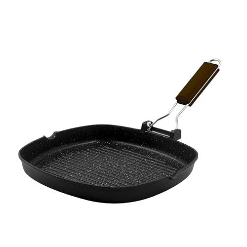 Zanetti, Bistecchiera 24 x 24 cm, Piastra grill in Alluminio Pressofuso ad Alto Spessore, Piastra Grill adatta ai Piani ad Induzione, Manico Pieghevole - immagine 6
