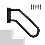 Hand Rails for Outdoor 1-2 Steps, Indoor Stairs, Bathroom, Wall Mount Non-Slip U-Shape Stair Hand Railing Black 1 Pack