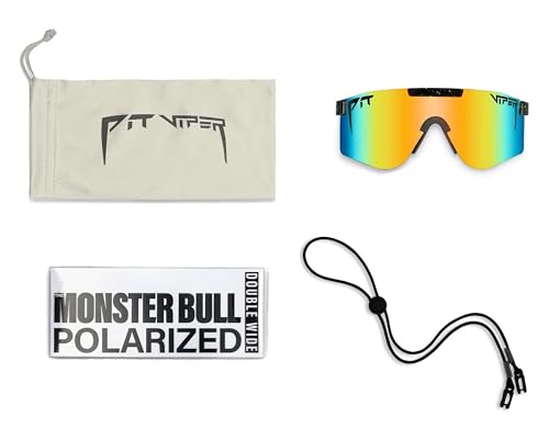 Image of Pit Viper Sunglasses I The Original I Wide Fit I Polarized Lens, Indestructible Frame I Turbo Adjustable for Perfect Fit I Micro Fiber Bag & Retainer Straps I Orange Lens, Black Frame