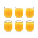 Vikko SMALL Juice Glasses 6 oz, Set of 6 Juice Glasses, Orange Juice Glasses, Fruit Juice Glasses, Small Glass Cups, Small Drinking Glasses, Durable Glass Tumblers, Dishwasher Safe