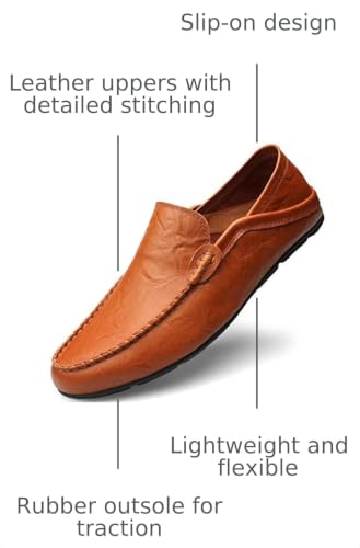 Image of Go Tour Men's Premium Genuine Leather Casual Slip on Loafers Breathable Driving Shoes Fashion Slipper