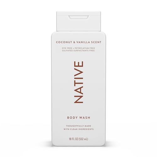 Native Gel de Ducha para Mujeres y Hombres – Sin Sulfatos ni Colorantes – Aroma a Coco y Vainilla – Gel de Baño Suave con Ingredientes de Origen Vegetal (532ml)